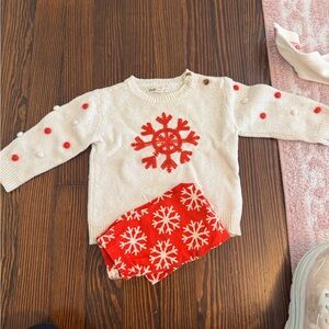 Hatley Cream and Red Snowflake Sweater Set